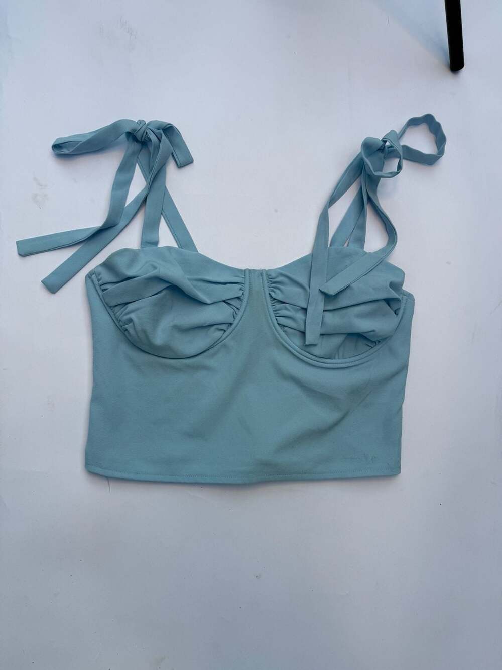 Kendall & Kylie Light Blue Tie-Strap Bustier Crop Top